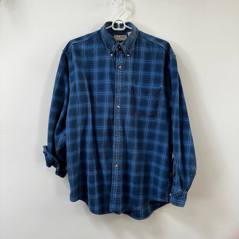 Vintage 90s LL Bean Shirt Men’s Plaid Long Sleeve Shirt Size Medium
